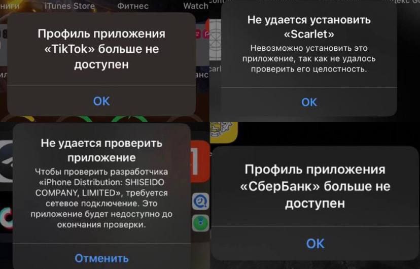 Не удалось проверить приложение скарлет