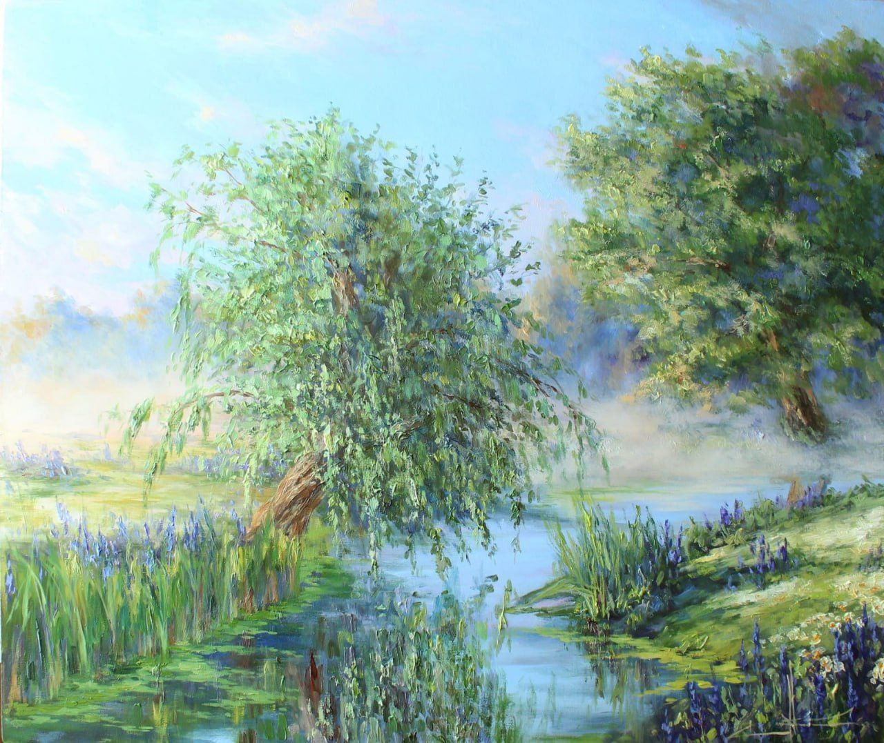 Сочинение ива над рекой. Ива над водой картина. Картины маслом на холсте скит у ручья. Голубой ручей. Aleksander m. Kozlowski 1868-1927.